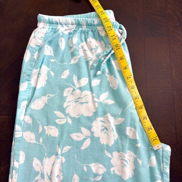 Soft Surroundings Cotton Flannel PJ Loungewear Set Sz XL Blue Floral Shabby Chic - Picture 9 of 11
